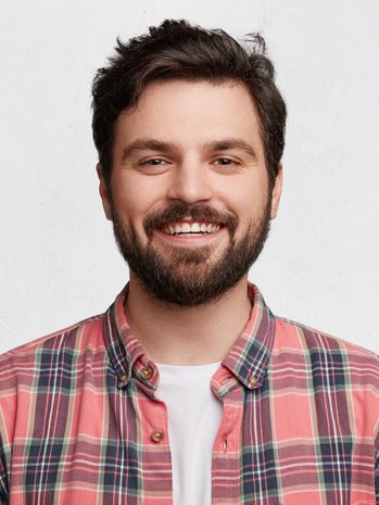 Young bearded man portrait &mdash; biometric authentication hero